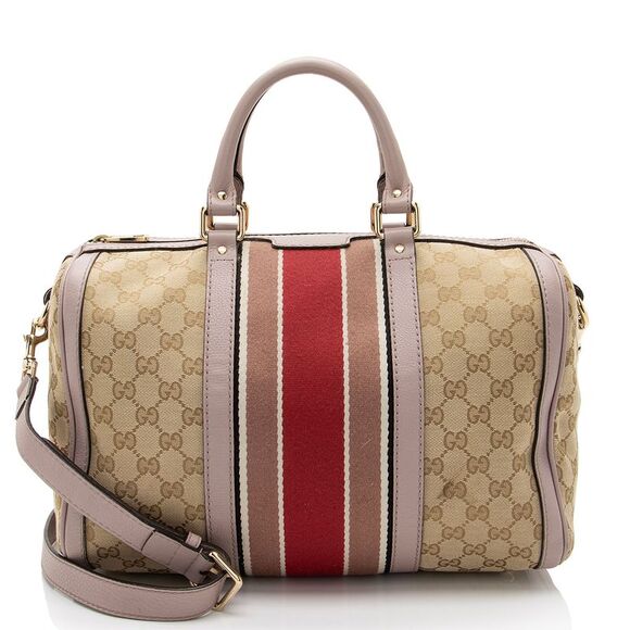 Gucci GG Canvas Vintage Web Joy Medium Boston Bag